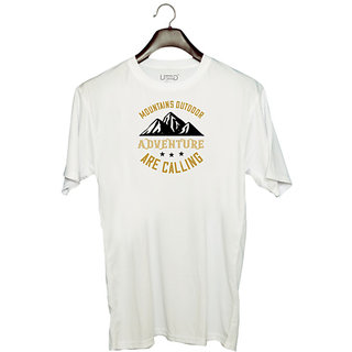                       UDNAG Unisex Round Neck Graphic 'Adventure Mountain | mountains outdoor adventure are calling' Polyester T-Shirt White                                              