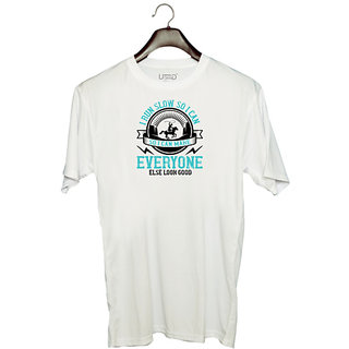                      UDNAG Unisex Round Neck Graphic 'Running | i run slow so i can make everyone else look good' Polyester T-Shirt White                                              
