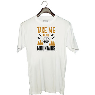                       UDNAG Unisex Round Neck Graphic 'Adventure Mountain | take me to the mountain' Polyester T-Shirt White                                              
