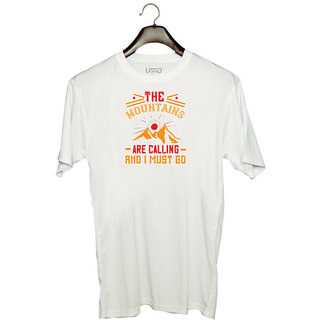                       UDNAG Unisex Round Neck Graphic 'Adventure Mountain | the mountains are calling and i must go' Polyester T-Shirt White                                              