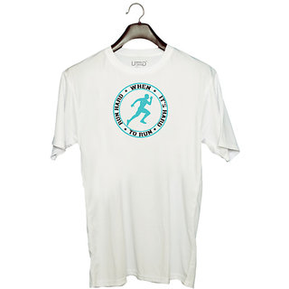                       UDNAG Unisex Round Neck Graphic 'Running | Run hard when its hard to run' Polyester T-Shirt White                                              