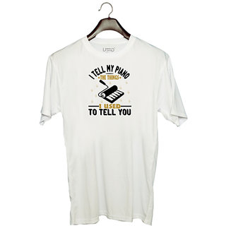                       UDNAG Unisex Round Neck Graphic 'Piano | I tell my piano the things I used to tell you' Polyester T-Shirt White                                              
