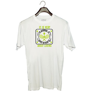                       UDNAG Unisex Round Neck Graphic 'Tennis | It is very important not to think about losing' Polyester T-Shirt White                                              