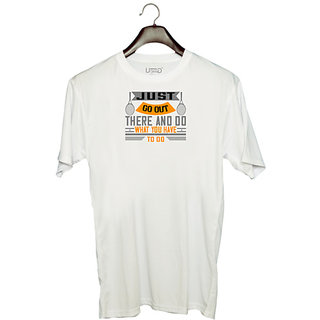                       UDNAG Unisex Round Neck Graphic 'Tennis | Just go out there and do what you have to do' Polyester T-Shirt White                                              