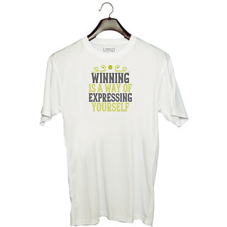                       UDNAG Unisex Round Neck Graphic 'Tennis | Winning is a way of expressing yourself' Polyester T-Shirt White                                              