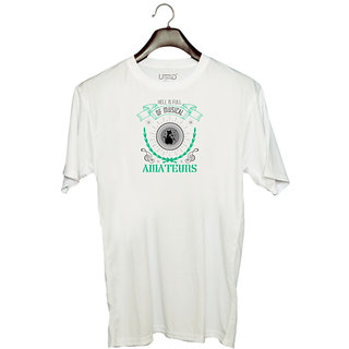                       UDNAG Unisex Round Neck Graphic 'Music Violin | Hell is full of musical amateurs' Polyester T-Shirt White                                              