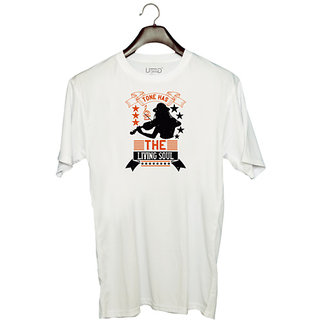                       UDNAG Unisex Round Neck Graphic 'Music Violin | Tone has the living soul' Polyester T-Shirt White                                              