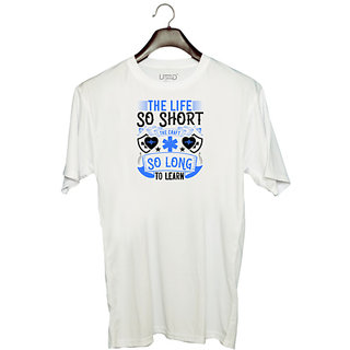                       UDNAG Unisex Round Neck Graphic 'Job | The life so short, the craft so long to learn' Polyester T-Shirt White                                              