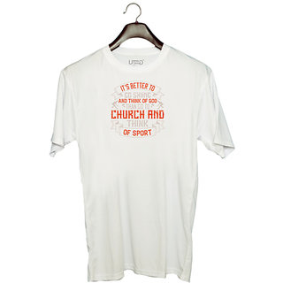                       UDNAG Unisex Round Neck Graphic 'Skiing | Its better to go skiing' Polyester T-Shirt White                                              