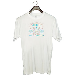                       UDNAG Unisex Round Neck Graphic 'Skiing | No snowflake ever falls in the wrong place' Polyester T-Shirt White                                              