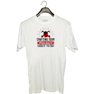                       UDNAG Unisex Round Neck Graphic 'Job | Crafting your work being told what to do' Polyester T-Shirt White                                              