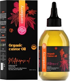 Careberry Organic Hexane-Free Organic Castor Oil For Hair, Face  Body  Suits All Hair / Skin Types (200 ml)