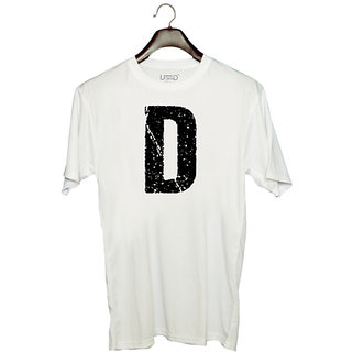                       UDNAG Unisex Round Neck Graphic 'Alphabet | D' Polyester T-Shirt White                                              
