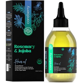 Careberry Organic Rosemary  Jojoba Anti Dandruff Hair Oil  For Dry  Itchy Scalp  Suits All Hair Types (200ml)