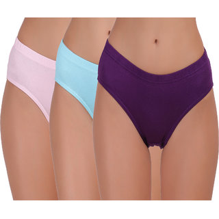                       WW WON NOW Multicolor Cotton Solid Hipsters Panties for Women (Pack of 3)                                              