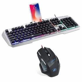 Zoook Combat Pro Gaming Keyboard and Mouse Combo, Led Rainbow Backlit Keyboard Quiet Metal Keyboard  7 Buttons
