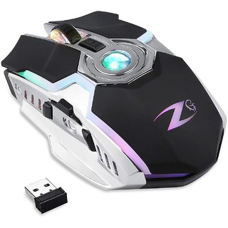 Zoook Terminator Wireless Gaming Mouse Rechargeable 2400 DPI Optical Sensor Ergonomic Mice Colorful LED Light for PC
