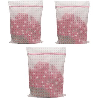                       Winner Pink Space mesh Washing Machine Laundry Bags(pack of 3, size- 5060 cm ) 400022-03                                              