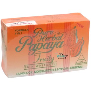                       Pure Herbal Papaya Fruity Skin Whitener Formula 4 in 1 Soap  135g (IMPORTED - Product of Philippines)                                              