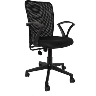                       Augastra A02 Mesh Mid-Back Revolving Chair (Black)                                              