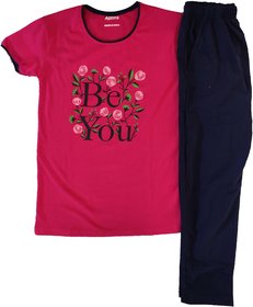 Abhira Easy Comfortable Soft Nightwear for girls T shirt  Pant set Hosiery Cotton Nightdress Sleepwear Nightsuit