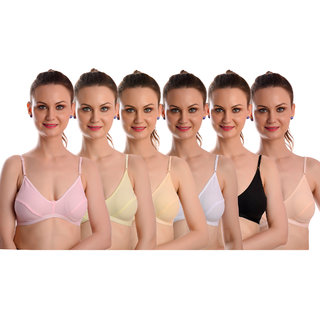 Shobhyabeauty Women's Cotton Non Padded Non-Wired Regular Bra (Pack of 6)
