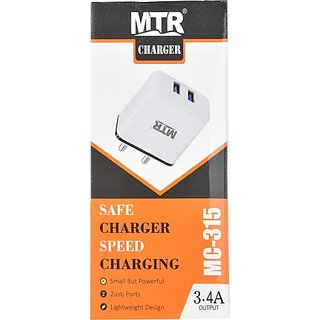                       MTR MC-315 4 A Multiport Mobile Charger with Detachable Cable (White, Cable Included)                                              