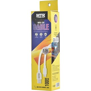 MTR MU-38 1 m Micro USB Cable (Compatible with MOBILE, Tablets, White, One Cable) MTR MU-38 1 m Micro USB Cable (Compatible with MOBILE, Tablets, White, One Cable)