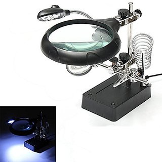 Importedkart Led Light Glass Helping Hand Soldering Stand With 3 Lens - Eu Plug (Imported Item)6385