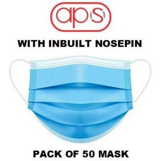                       APS Melt-Blown Fabric Disposable 3 Ply Surgical Mask (Blue, Pack of 50) For Unisex                                              