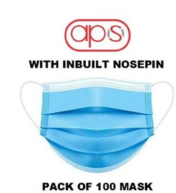 APS Melt-Blown Fabric Disposable 3 Ply Surgical Mask (Blue, Pack of 100) For Unisex