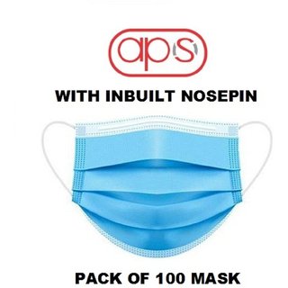                       APS Melt-Blown Fabric Disposable 3 Ply Surgical Mask (Blue, Pack of 100) For Unisex                                              