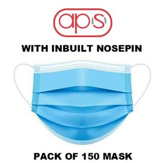                       APS Melt-Blown Fabric Disposable 3 Ply Surgical Mask (Blue, Pack of 150) For Unisex                                              