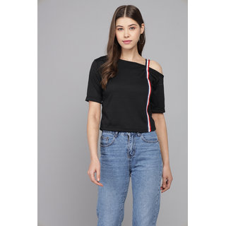                       RF-black single off shoulder top                                              