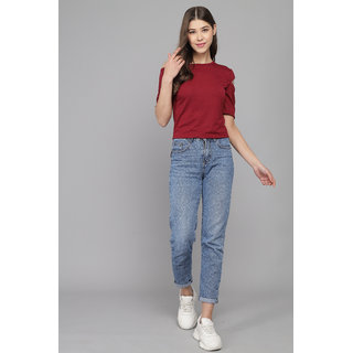 raabta fashion Red single off shoulder with zipper top raabta fashion Red single off shoulder with zipper top