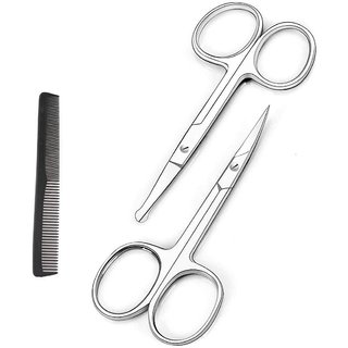 Doberyl Nose and Moustache/Beard hair cutting and trimming scissors combo (free Comb)