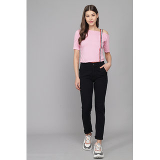                       RF- pink single off shoulder with stripe top                                              
