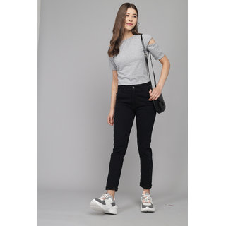                       Raabta Fashion-grey single off shoulder with zipper top                                              