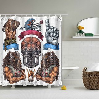 Importedkart Designed Bathroom Fabric Shower Include 12 Hooks Set Water Resistant Multichoice (Imported Item)29275