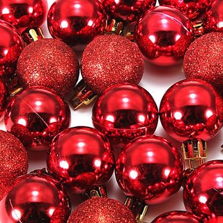 Importedkart 24 Pcs Chic Christmas Balls Tree Plain Glitter Christmas Ornament Decoration Ball (Imported Item)32417