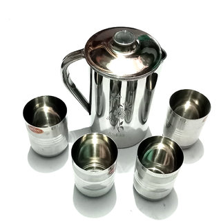 Stainless Steel 1 Liter Jug with 4 Glass.