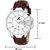 Espoir Analog White Round Dial Leather strap Brown Strap Day and Date Watch for Men