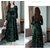Westchic Women Green Printed Velvet Round Neck Maxi A Line Dress