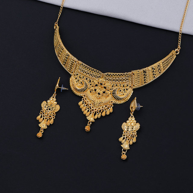 Buy NM Creation Gold Plated Traditional Designer Necklace Set For