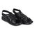 FAUSTO Men's Black Buckle Criss Cross Strap Leather Sandals