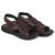FAUSTO Men's Brown Buckle Criss Cross Strap Leather Sandals