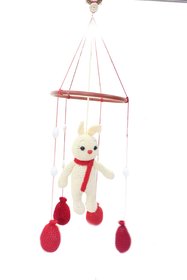 Crochet amigurumi Handcrafted Wall Decor Bunny Mobile Hanging for Home Birthday Gift.