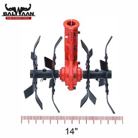 Balwaan Tiller Attachment for Back Pack Brush Cutter 26mm S Type Weeder/Weeding in Fruits and Vegetables/ (14 Inch)