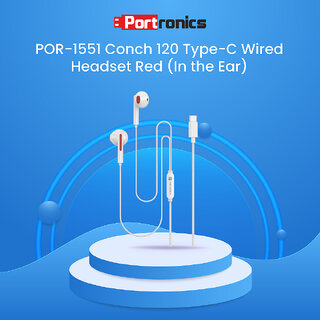 Portronics POR-1551 Conch 120 Type-C Wired Headset, Red (In the Ear)
