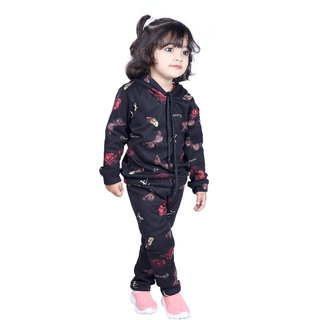 Kid Kupboard Cotton Full-Sleeves Black Bodysuits for Girl's